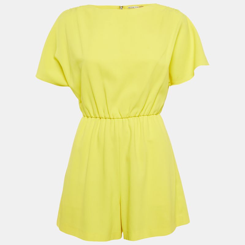Alice + Olivia Yellow Crepe Playsuit S